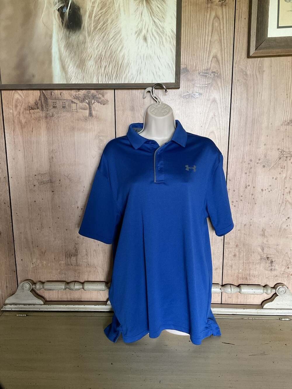 Under Armour Loose Performance Polo Shirt Blue Size Large ID